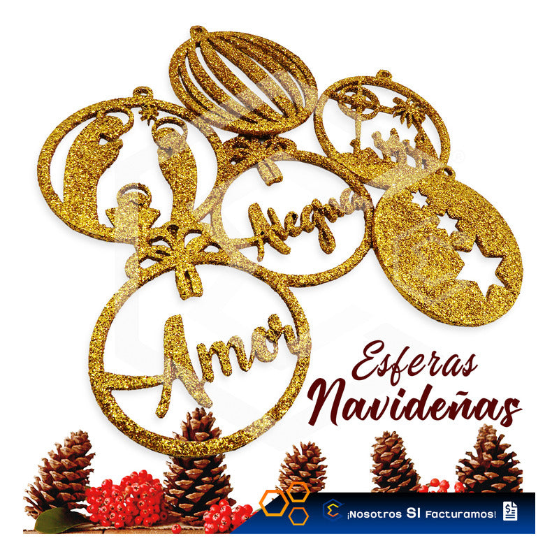Esferas Navideñas Para Arbol Navidad Diamantina  Kit 10pzas
