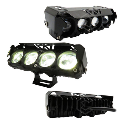 Par De Faros 4 Lupas 24 Leds Auxiliares Bicolor Fijo 10-30v