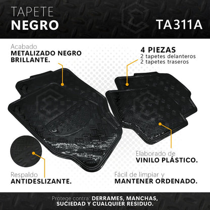 Tapete Metalizado Auto Juego De 4 Piezas Color A Elegir