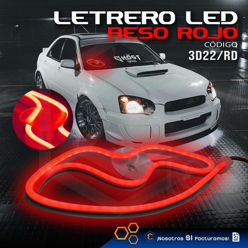 Figura Beso Led Luz Neon Parabrisas Chupón Grande 26cm 12v