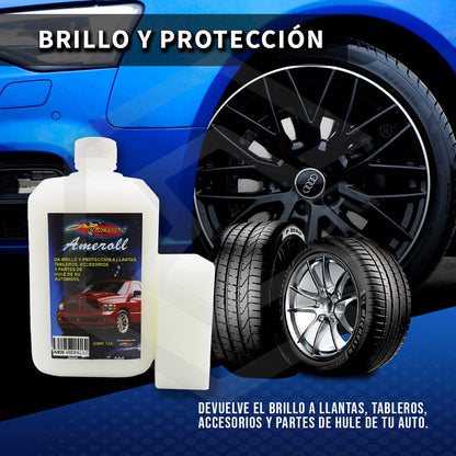 5 Abrillantador Protección Hule Plástico Cn 2 Esponjas 500ml Blanco