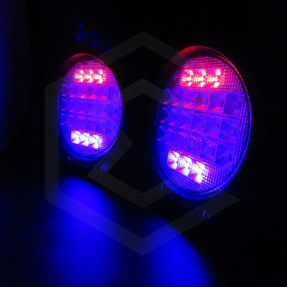 Par De Faros 30 Leds 9-30v Luz Blanca/rojo/azul 6 Funciones