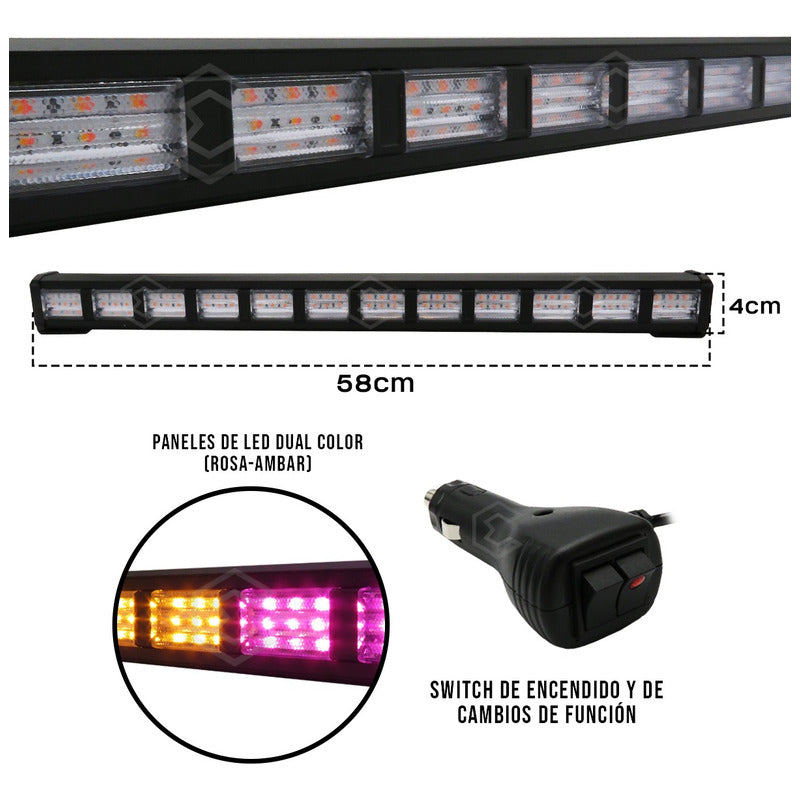 Barra 216 Led 19 Funciones 12 Módulos Bicolor Estrobo 12-24v
