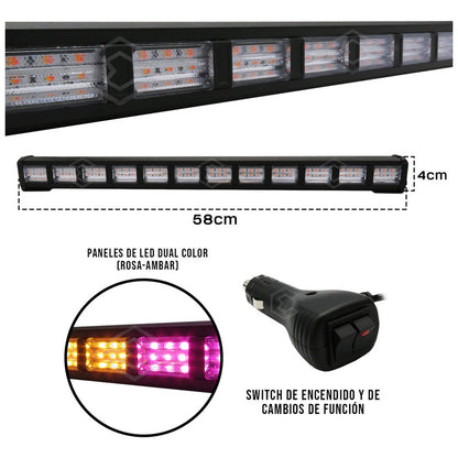 Barra 216 Led 19 Funciones 12 Módulos Bicolor Estrobo 12-24v