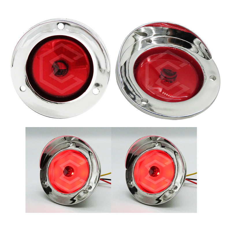 Par Plafon 9 Led Gel Redondo Bisel Cromo 2'' Estrobo 12-24v