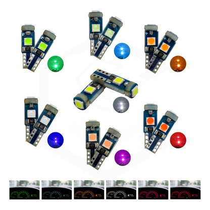Kit 10 Focos 3 Leds Tablero Mandos T5 3030 3w 12v Colores