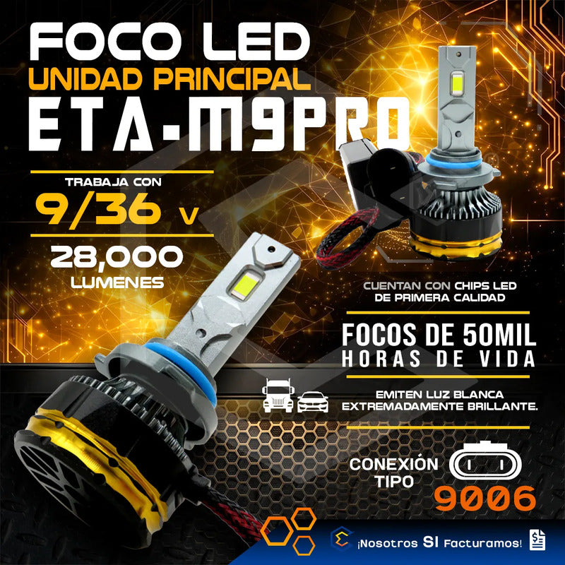 2 Focos Led 9006 Canbus Ventilador Alta Baja 28,000lm 9-36v 9006