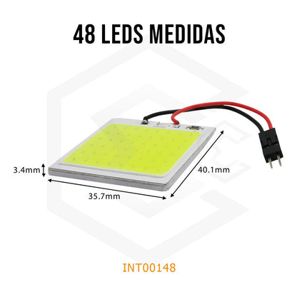 2 Placa Luz Interior Para Coche 24 48 Leds Cob 2 Adaptadores
