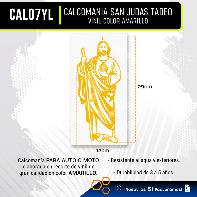 Calcomanía San Judas Tadeo Sticker Vinil Auto Moto 29cmx12cm