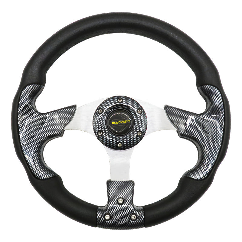 Volante Deportivo Universal De Metal Tipo Escudo Cromo 32cm