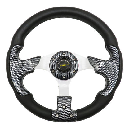 Volante Deportivo Universal De Metal Tipo Escudo Cromo 32cm