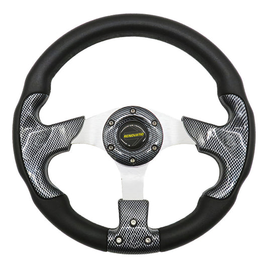 Volante Deportivo Universal De Metal Tipo Escudo Cromo 32cm