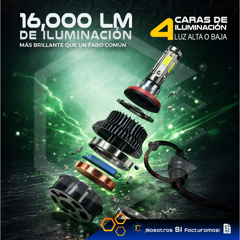 2 Focos Led 4 Caras Ventilador Alta O Baja 16000lm 25w 9-32v H11