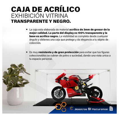 Caja Exhibición Acrilico Para Ducati Panigale V4 Lego 40x20 Blanco