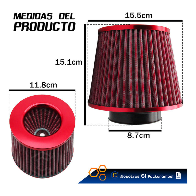Filtro De Alto Flujo Universal Cromado Con Malla Abrazadera