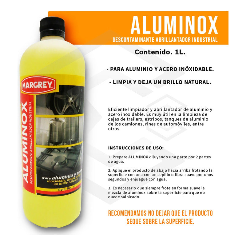Abrillantador Para Aluminio Acero Margrey Aluminox 1 L Amarillo