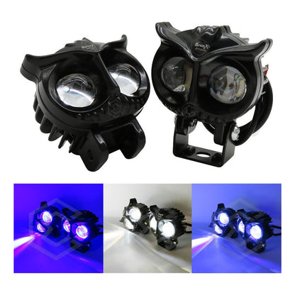 2 Faros Universal Búho 12 Hiperleds Blanco/azul 4 Funciones