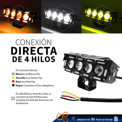 Par De Faros 28 Leds Bicolor 4 Lupas Con Ventilador 10-30v