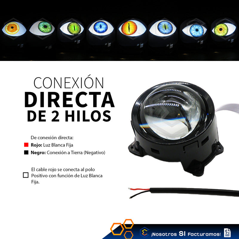 Par De Faros Auxiliares Led Ojo De Diablo Dinámico 8 Modos Transparente