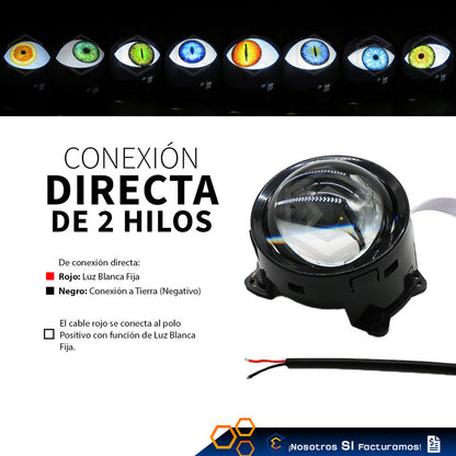 Par De Faros Auxiliares Led Ojo De Diablo Dinámico 8 Modos Transparente