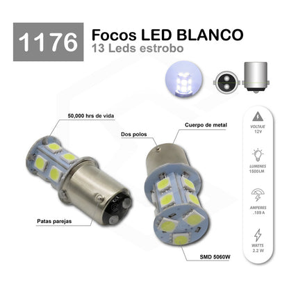 Par Focos 13 Leds 1176 2 Polos Con Patas Parejas Estrobo 12v