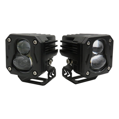 Faro Cuadrado O Redondo Lupa Bicolor 18,000lm 7 Led Uso Rudo