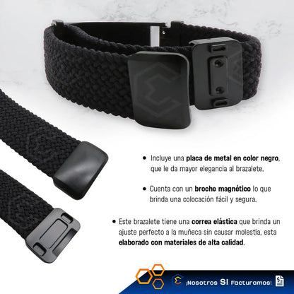 Pulsera Brazalete Identificación De Emergencia Grabado Láser Negro