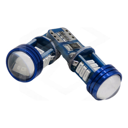 Par De Focos De Pellizco T10 15 Led Canbus Con Lupa 4010 12v