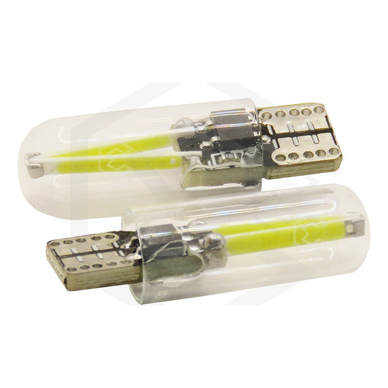 Kit 10 Foco De Pellizco Led Cob Vidrio Filamento Canbus T10