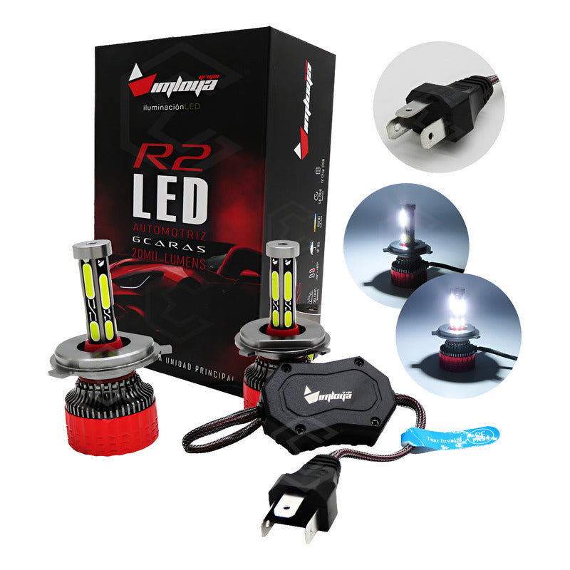 2 Focos Led H4 Ventilador Alta Y Baja Aro Luz 15000lm 12-24v H4