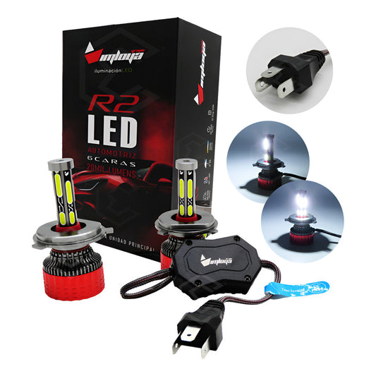 2 Focos Led H4 Ventilador Alta Y Baja Aro Luz 15000lm 12-24v H4