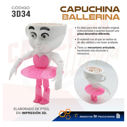 Capuccina Bailarina Articulado Juguete De Impresión 3d Petg