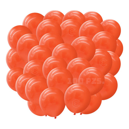 Bolsa 100 Globos Naranja Rojo Brilloso #10 Fiesta Boda Latex
