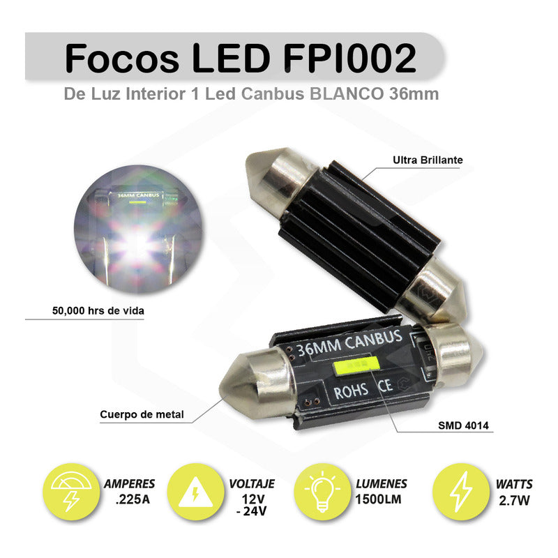 Par De Luz 3 Led Interior Auto Canbus 31mm 41mm 36mm 39mm