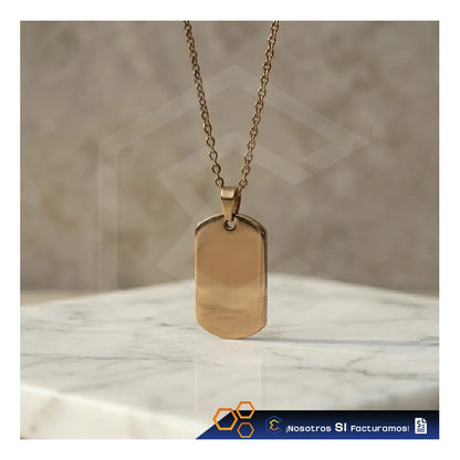 Collar Dije Rectangulo Bronce Personalizado Grabado Acero In Bronce