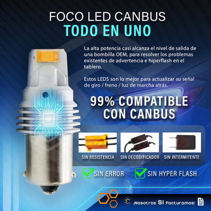 Par De Focos 1156 12 Leds Csp Canbus Fijo 10-60v 11w 1100lm