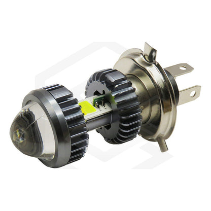 Foco Moto H4 Lupa Proyector Ba20d Bicolor 66 Leds 2 Funcion