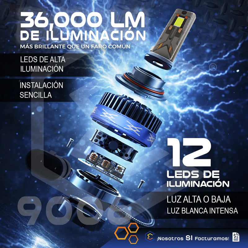 Kit 2 Focos 12 Leds Canbus Ventilador Alta Baja 36,000lm 87w 9006
