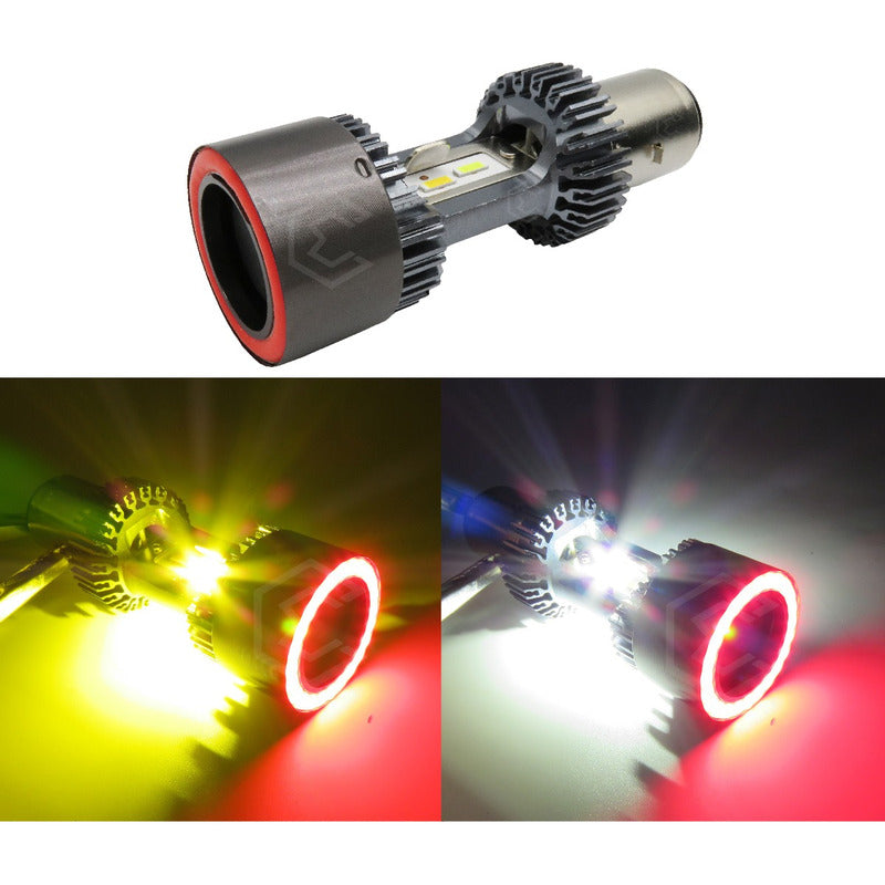 Foco Carro/moto Ba20d Csp Led Bicolor Ojo Ángel 2 Caras 22 W