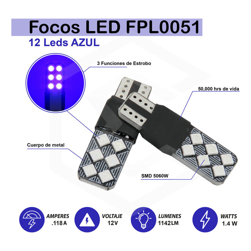 Par De Focos De Pellizco 12 Led 3 Funciones D Estrobo Canbus