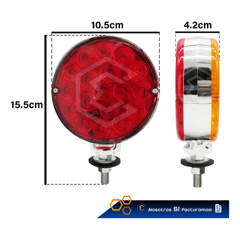 Par De Plafón Direccional Redonda 36 Leds Bicolor 12-24v Rojo / Ambar