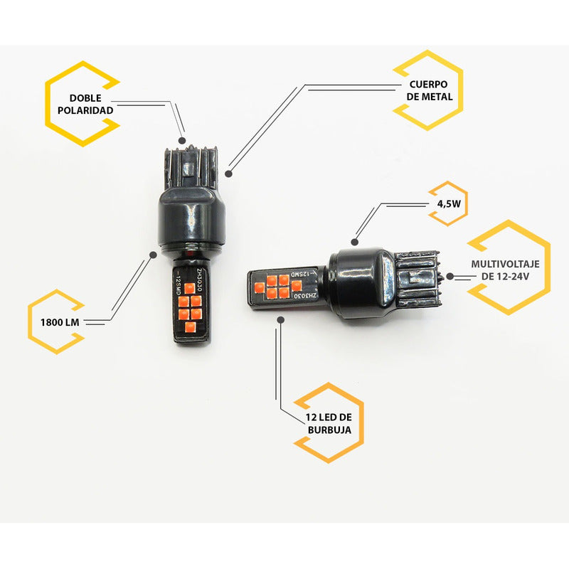 2 Focos 12 Led Canbus Cuarto Stop 12-24v 1156 57 3157  7507