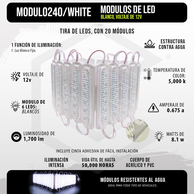 20 Módulos 6 Led Acrilico Alta Intensidad Color A Elegir 12v