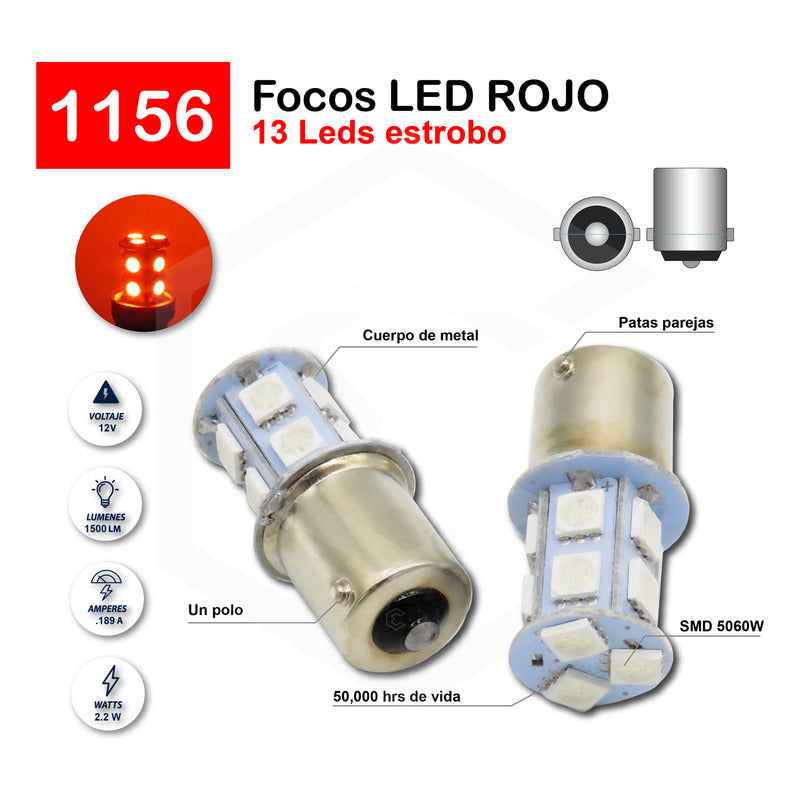 2 Focos 1157 1156 1176 3157 7440 7443 13 Leds  Estrobo 12v