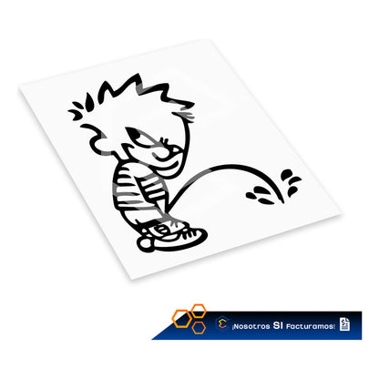 2 Calcomanía Niño Orinando Sticker Vinil Auto Moto 15cmx14cm
