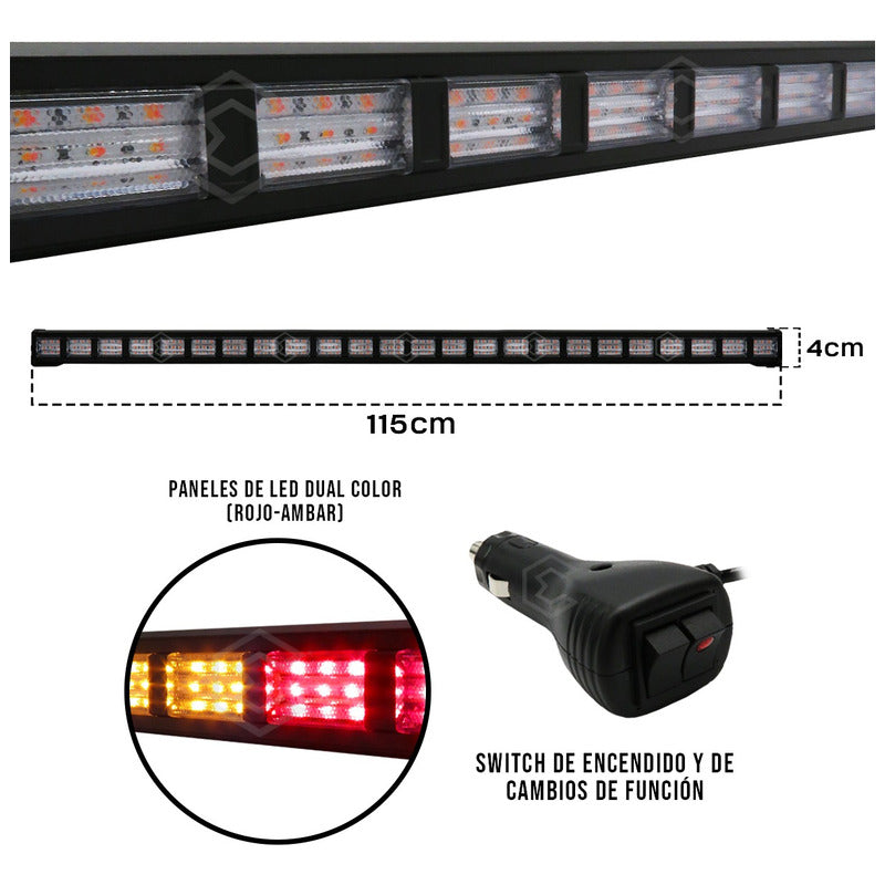 Barra 432 Led 19 Funciones 24 Módulos Bicolor Estrobo 12-24v