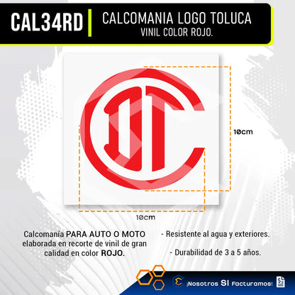 2calcomanía Sticker Vinil Logo Toluca Auto Moto 10cm X 10cm