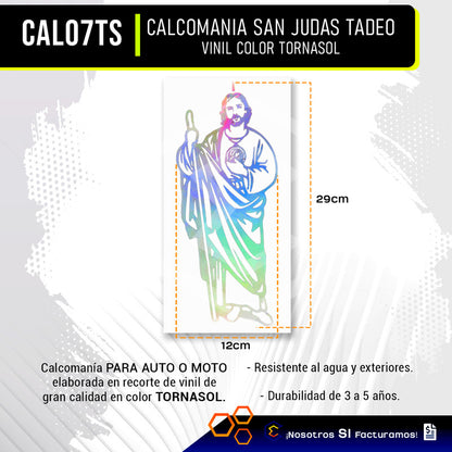 Calcomanía San Judas Tadeo Sticker Vinil Auto Moto 29cmx12cm