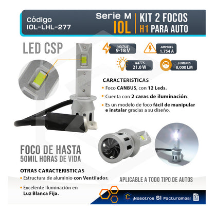 Kit 2 Focos H1 12 Leds Csp Chromite Alta O Baja 21w 8,000lm H1