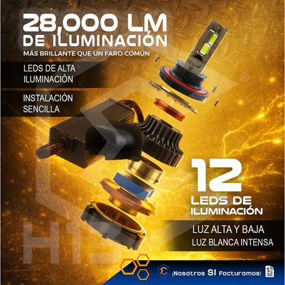 2focos Led H13 Canbus Ventilador Alta Baja 28000lm 78w 9-36v H13
